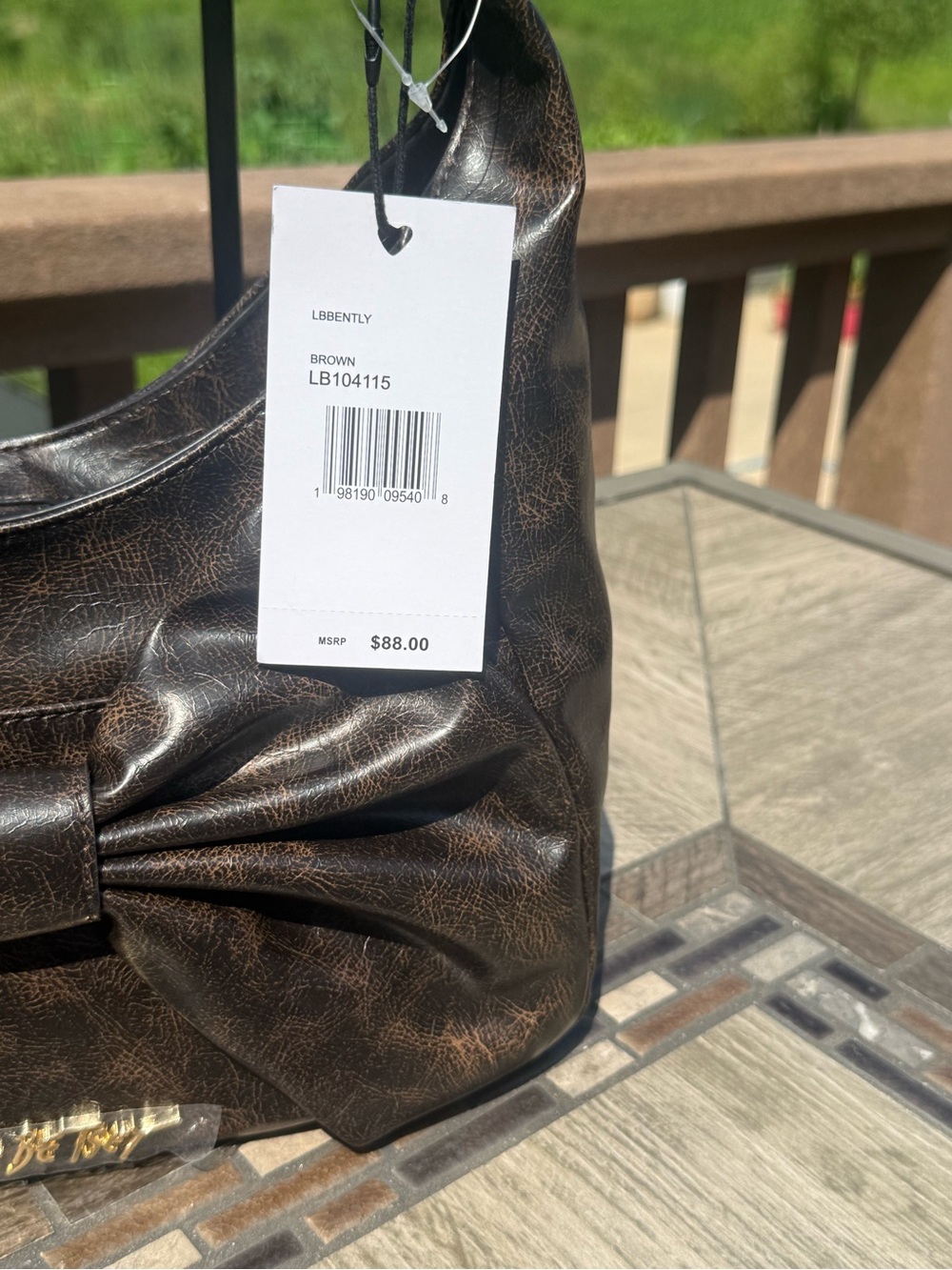 NWT Betsey Johnson Faux Leather Bow Hobo Shoulder Bag - Picture 6 of 8